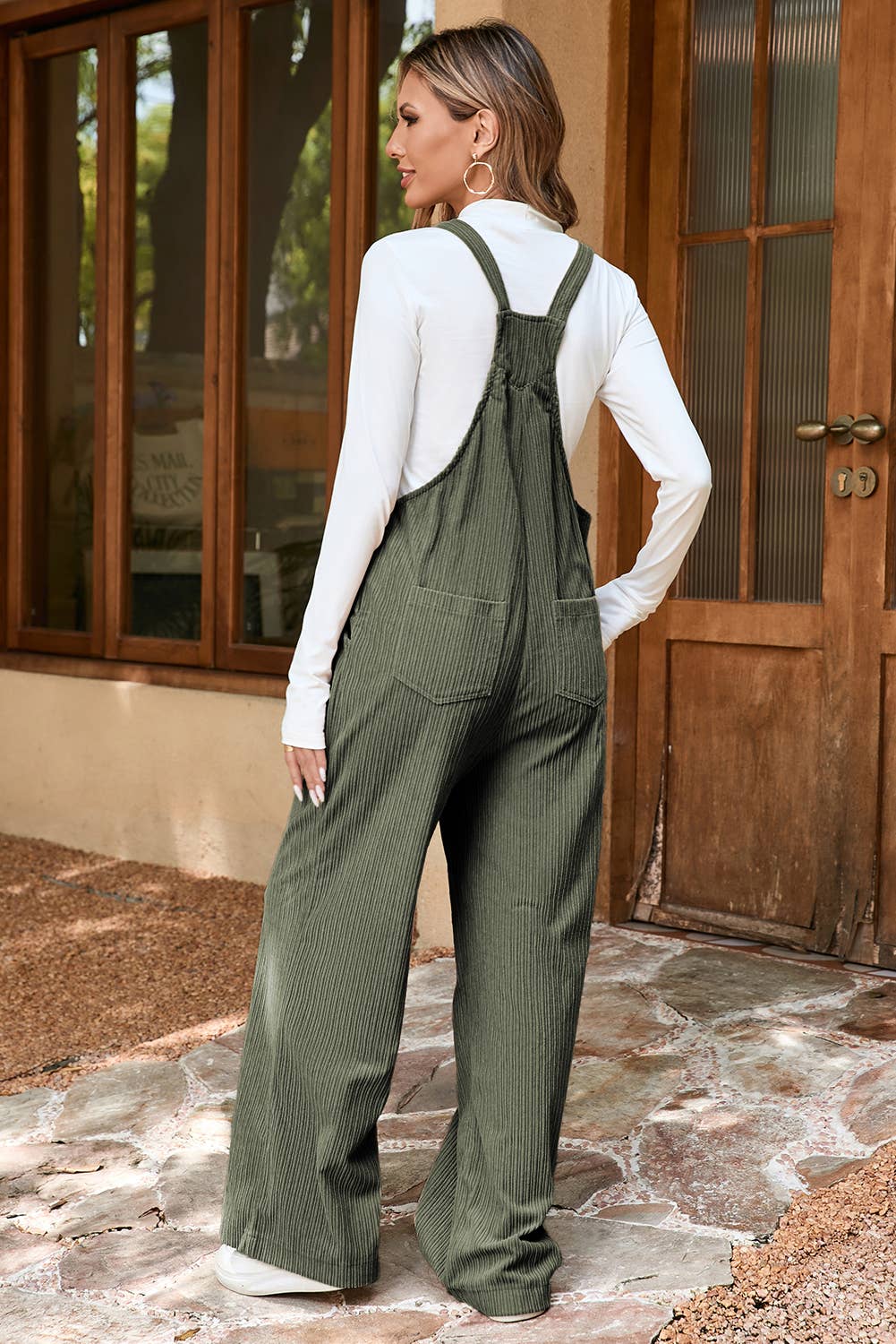 LDC Solid Pocketed Loose Fit Corduroy Overall: Jungle Green S-XL