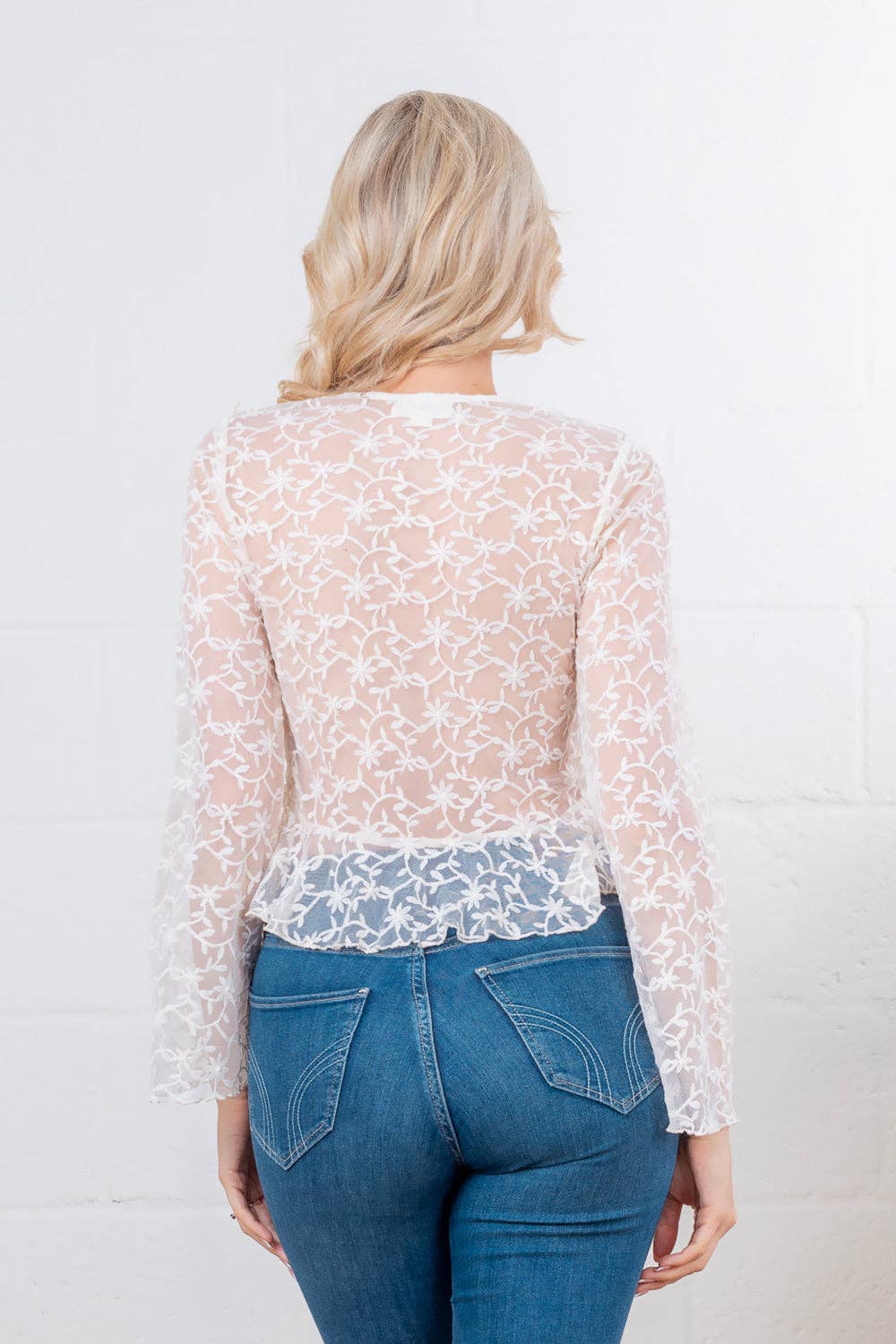 LT64353T-Flyaway ruffle front tie cardigan: CREAM / Contemporary / S-L