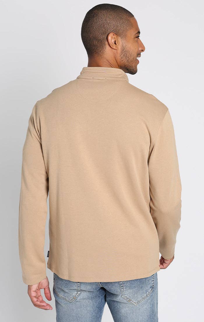 Cotton Modal Blend Quarter Zip Pullover: INDIGO / XL-2XL