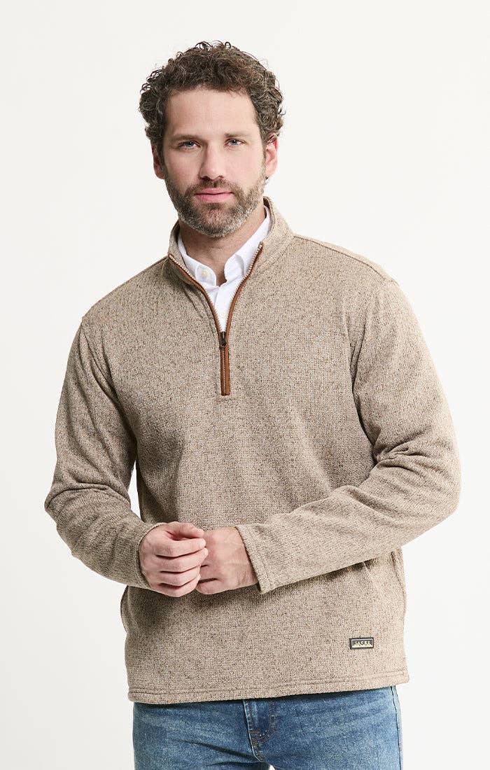 Stretch Sweater Fleece Quarter Zip Pullover: GREY FLEECE / M-XL
