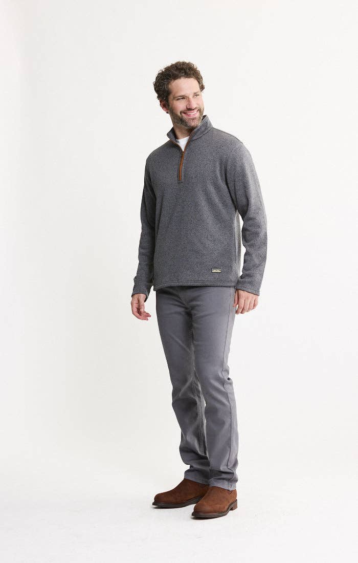 Stretch Sweater Fleece Quarter Zip Pullover: GREY FLEECE / M-XL