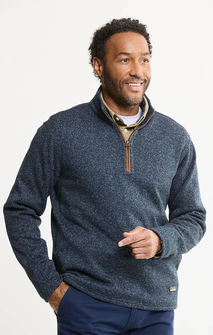 Stretch Sweater Fleece Quarter Zip Pullover: GREY FLEECE / M-XL