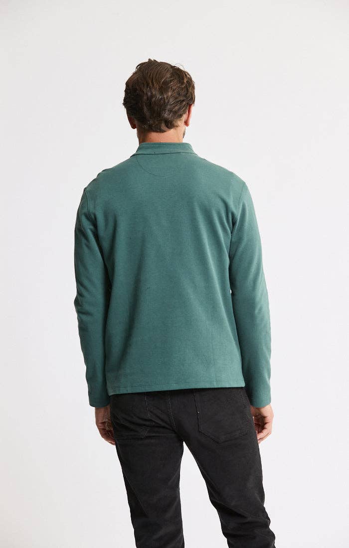 Cotton Modal Blend Quarter Zip Pullover: INDIGO / XL-2XL