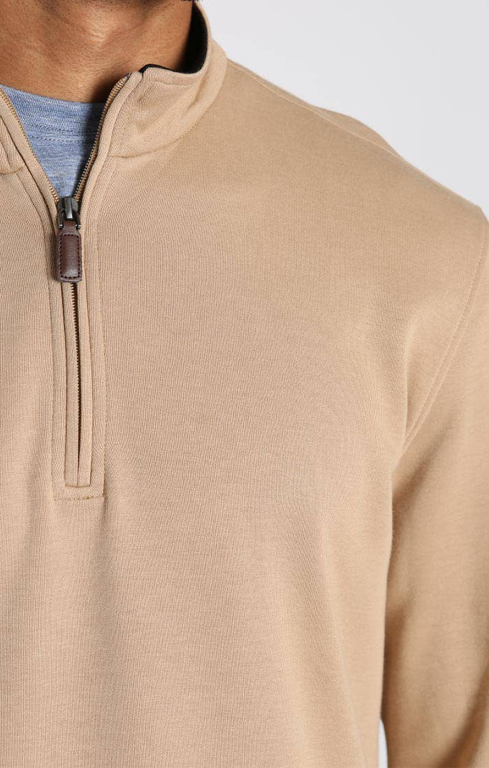 Cotton Modal Blend Quarter Zip Pullover: INDIGO / XL-2XL
