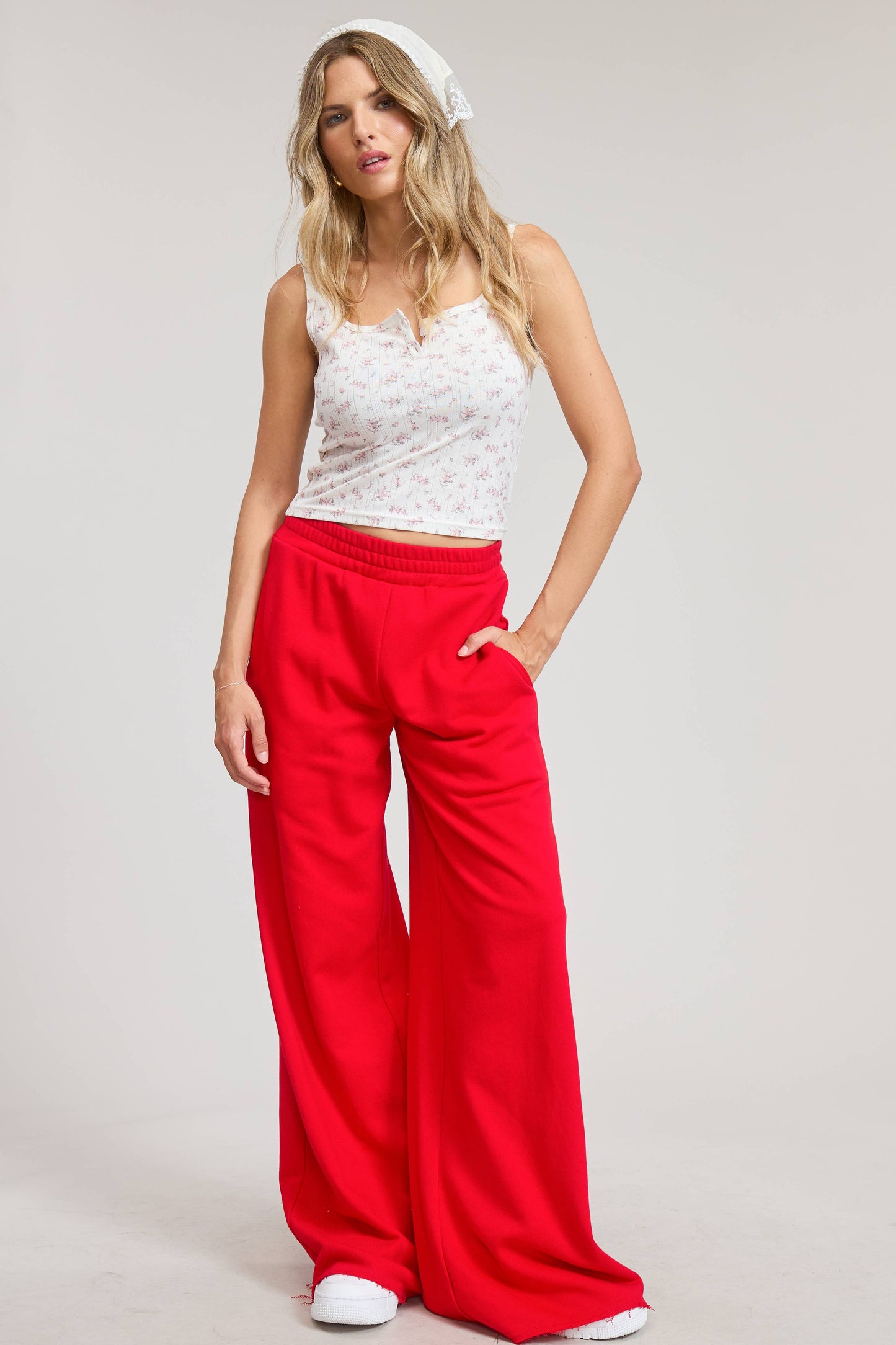 Wide Leg Cotton Jogger Sweatpants: Heather Grey / S-L