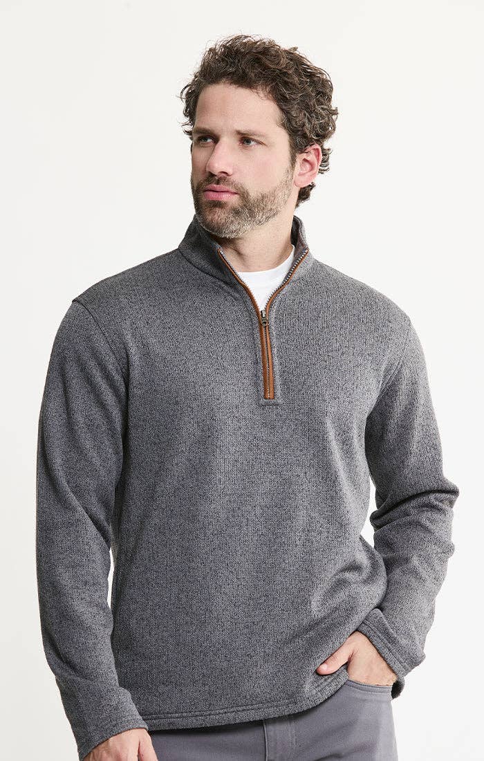 Stretch Sweater Fleece Quarter Zip Pullover: GREY FLEECE / M-XL