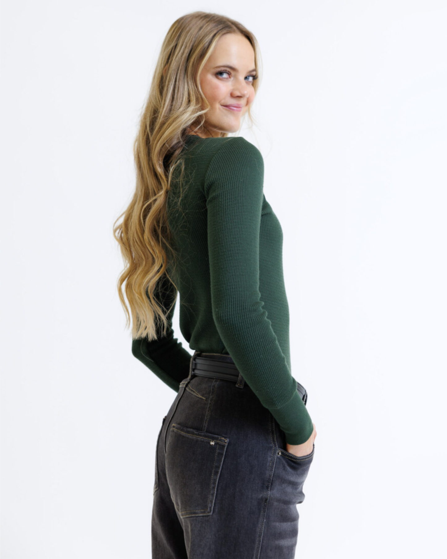 The Best Long Sleeve Crew Neck Pullover Thermal Top: Cream Floral XS-XXL