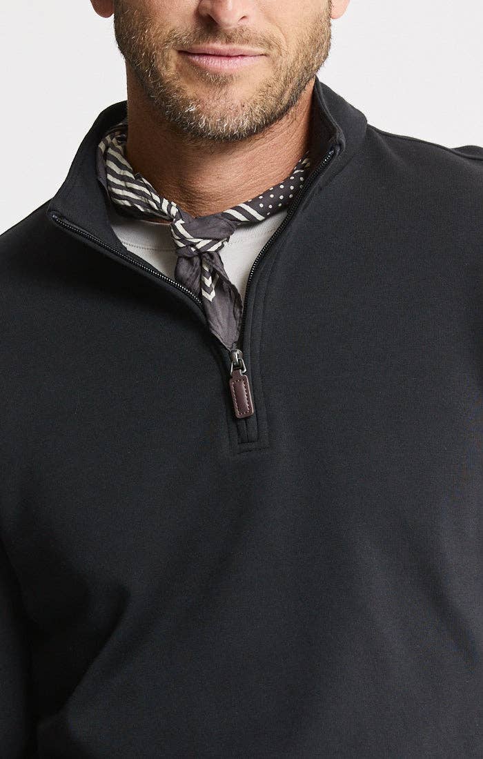 Cotton Modal Blend Quarter Zip Pullover: INDIGO / XL-2XL