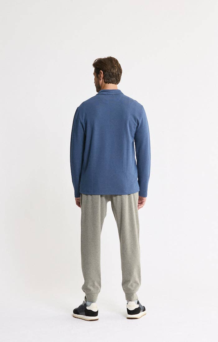 Cotton Modal Blend Quarter Zip Pullover: INDIGO / XL-2XL