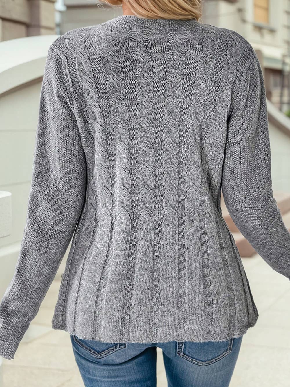 Cable Cardigan Sweater: High-rise / S-XL