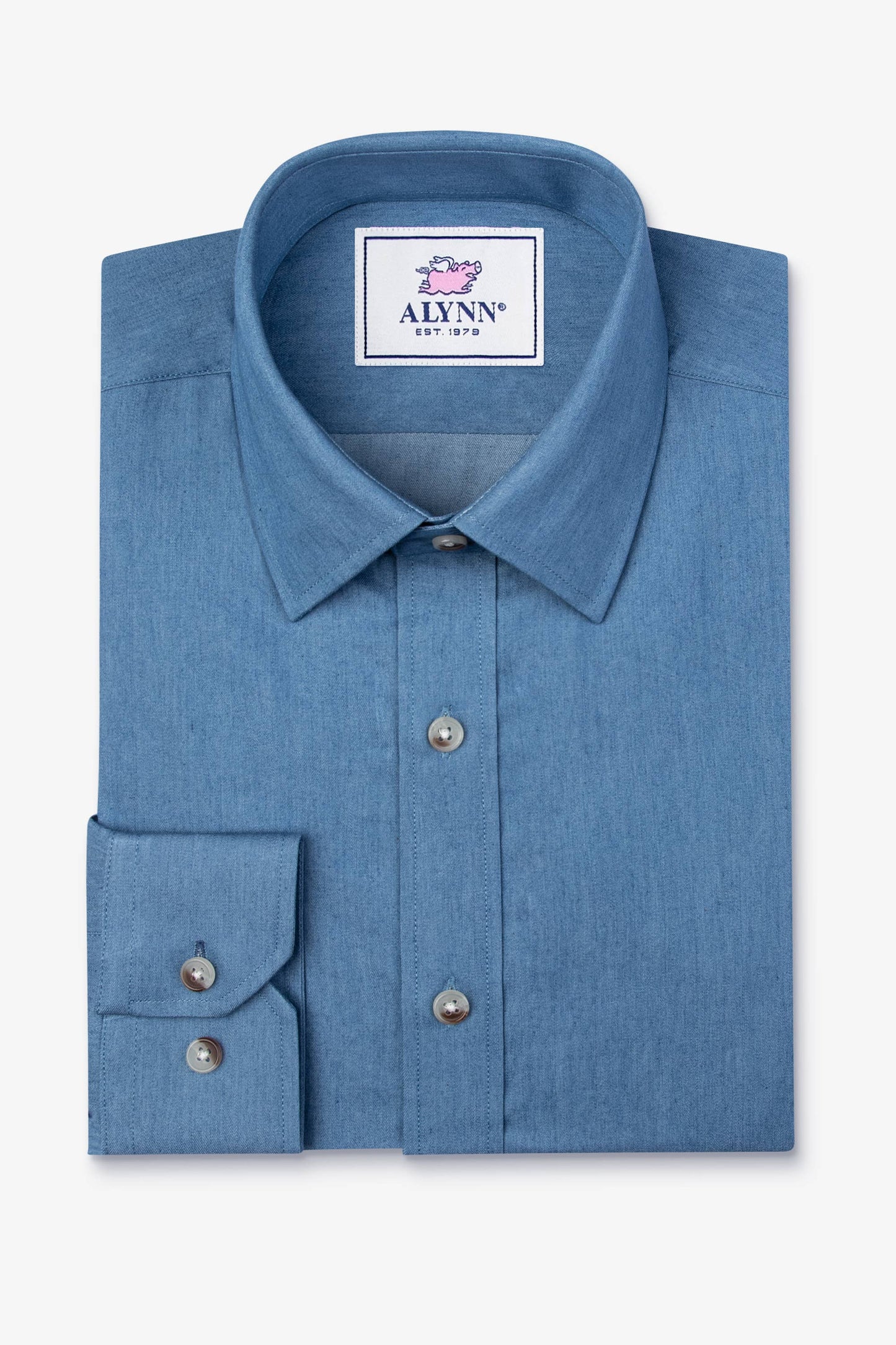 Liam Denim lte Blue Untuckable slim Fit Dress Shirt by Alynn: S-XXL