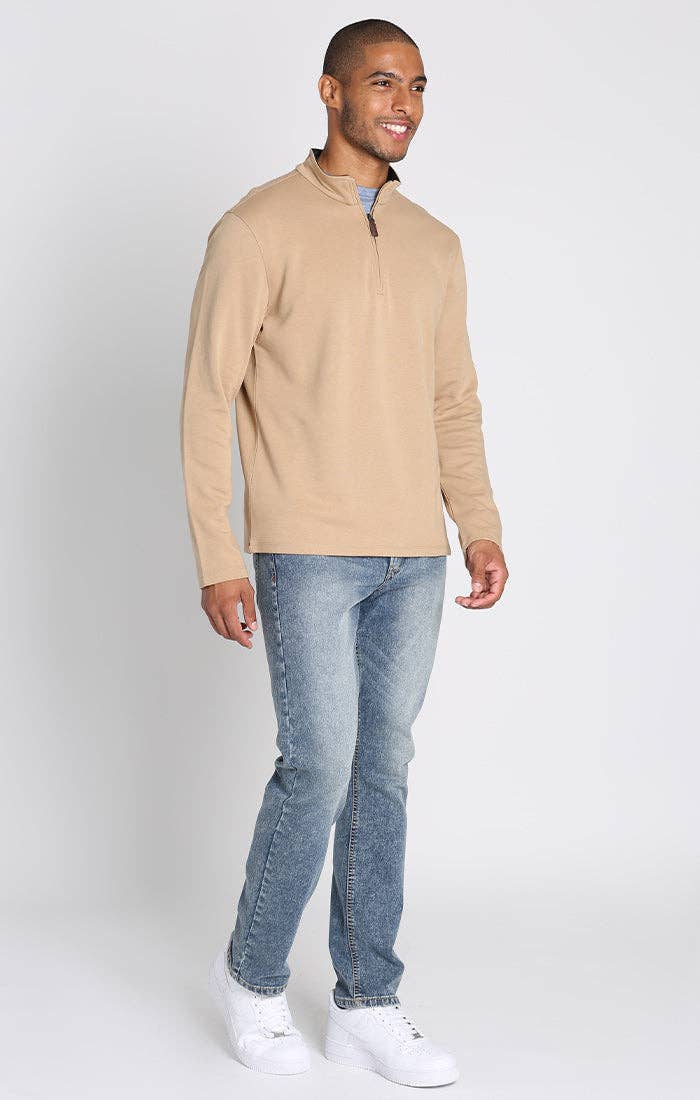 Cotton Modal Blend Quarter Zip Pullover: INDIGO / XL-2XL