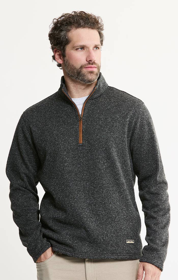 Stretch Sweater Fleece Quarter Zip Pullover: GREY FLEECE / M-XL