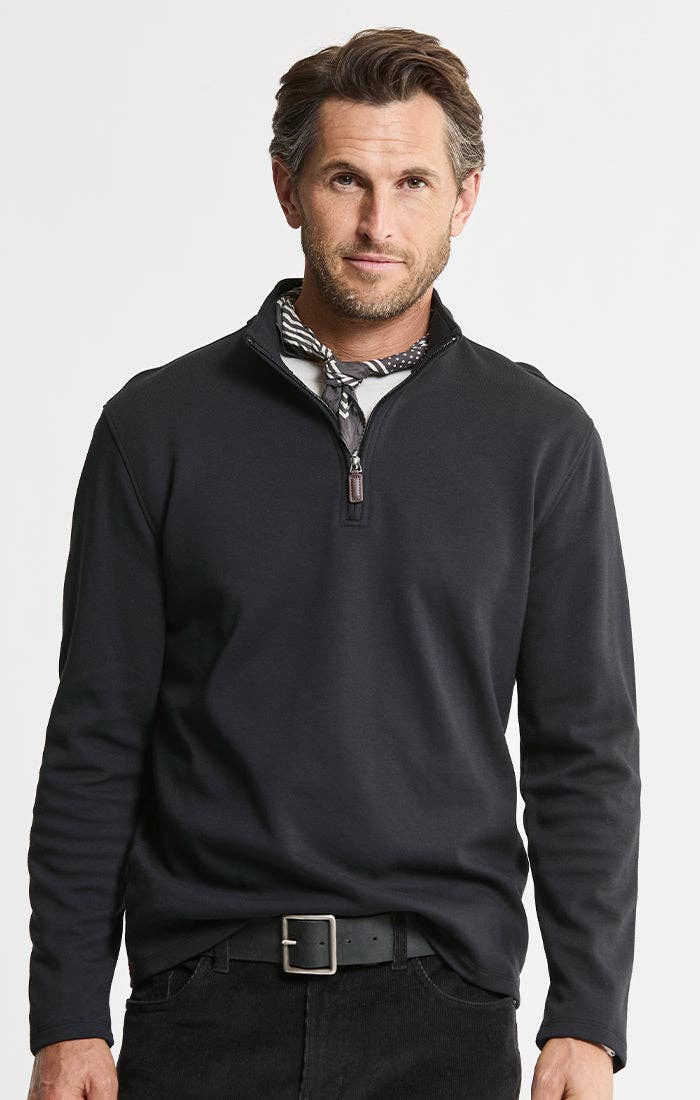 Cotton Modal Blend Quarter Zip Pullover: INDIGO / XL-2XL