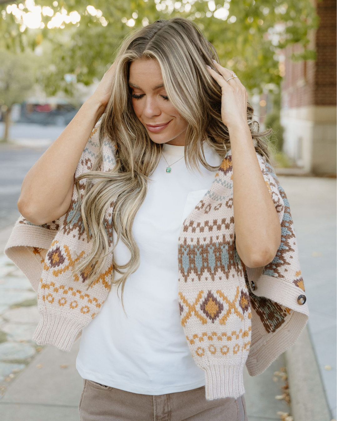 Lone Star Button V Neck Cardigan: Khaki / 65%Acrylic+35%Polyamide / S-XL