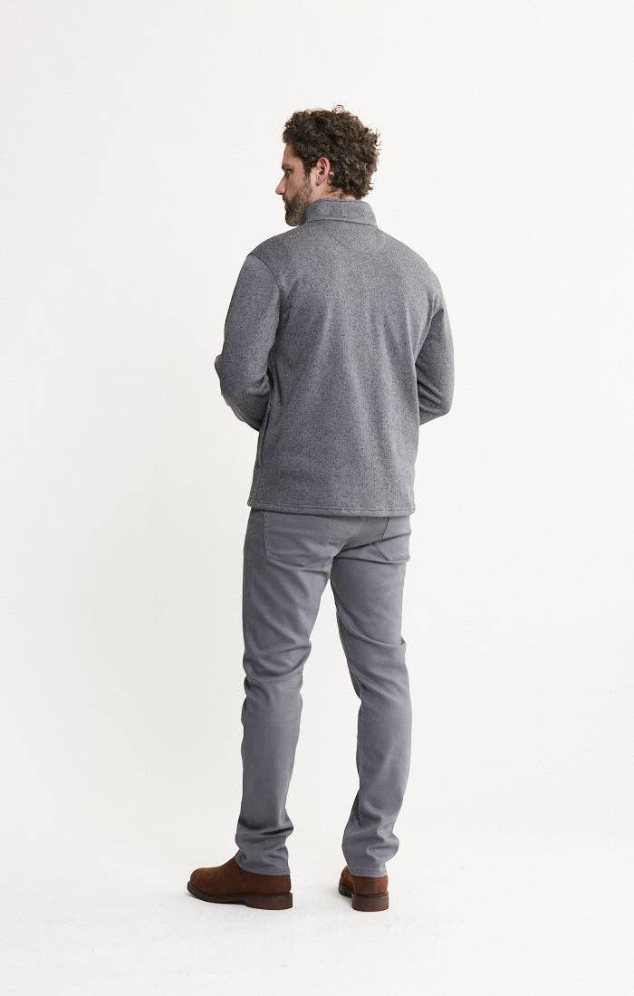 Stretch Sweater Fleece Quarter Zip Pullover: GREY FLEECE / M-XL