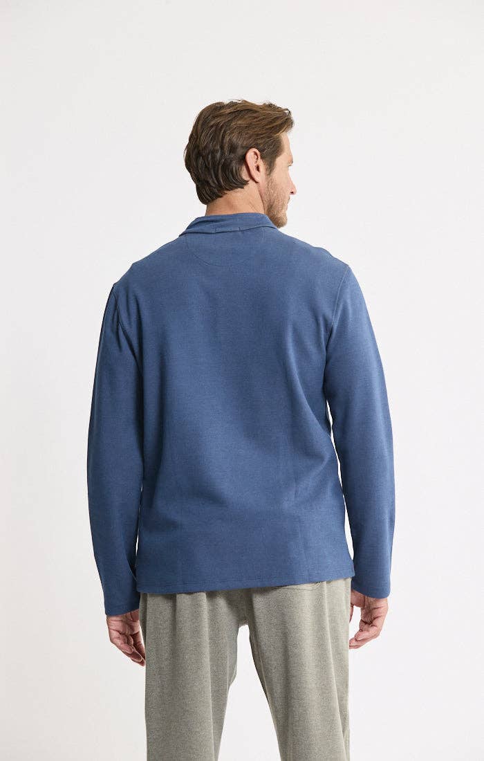 Cotton Modal Blend Quarter Zip Pullover: INDIGO / XL-2XL