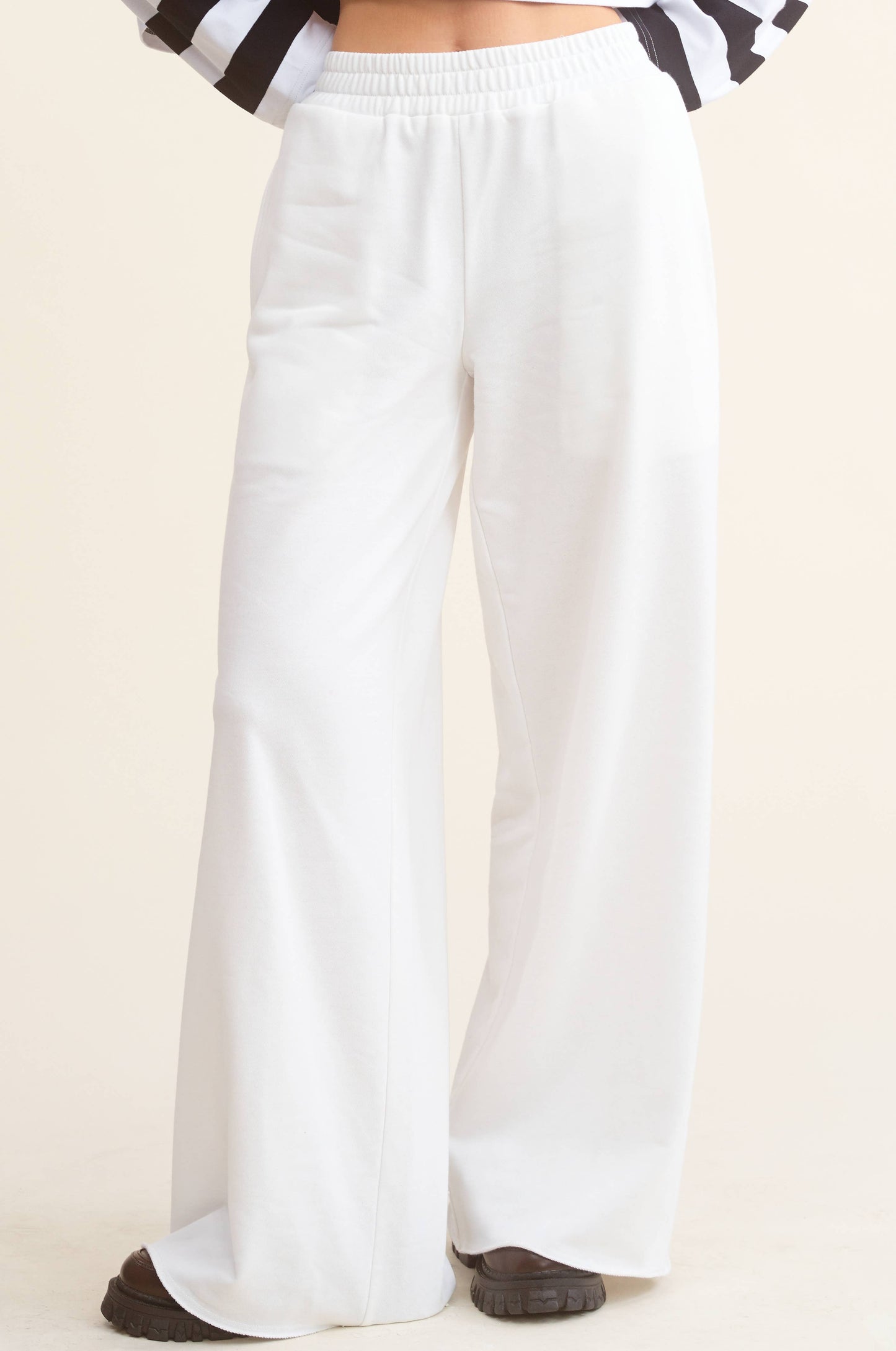 Wide Leg Cotton Jogger Sweatpants: Heather Grey / S-L