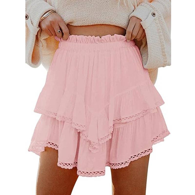 Women's High-Waist Layered Cake Skirt – Summer Casual Mini Skirt: Pink / S-XL