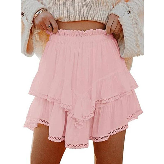 Women's High-Waist Layered Cake Skirt – Summer Casual Mini Skirt: Pink / S-XL