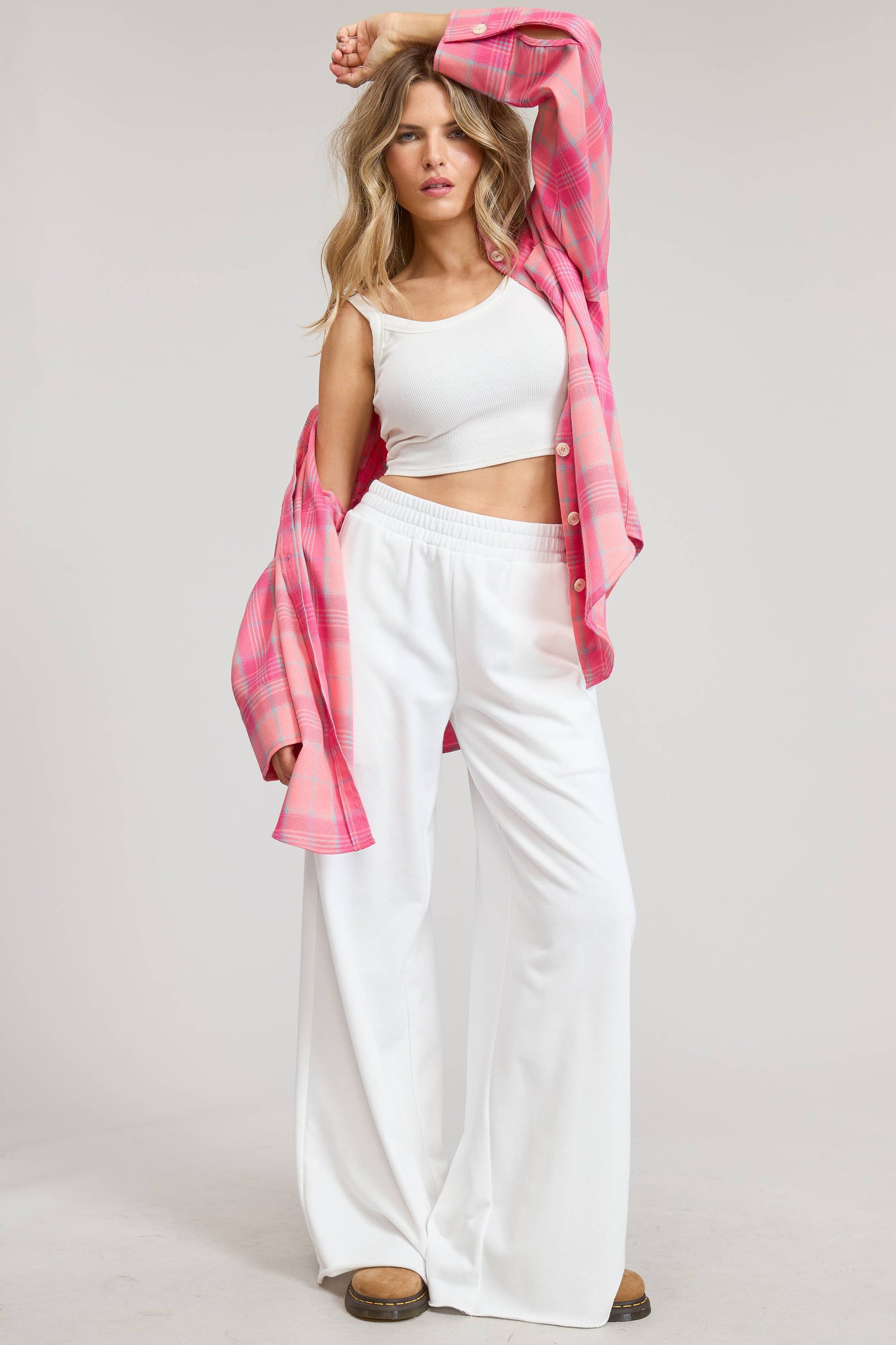 Wide Leg Cotton Jogger Sweatpants: Heather Grey / S-L