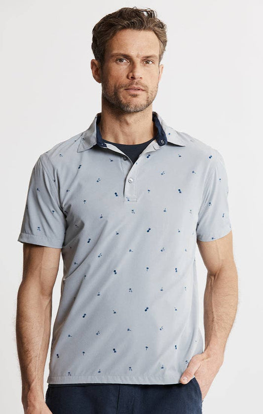 Gravityless Performance Polo: LIGHT GREY PINEAPPLE PRINT / L-2XL