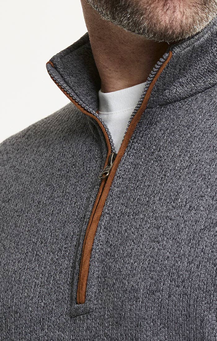Stretch Sweater Fleece Quarter Zip Pullover: GREY FLEECE / M-XL