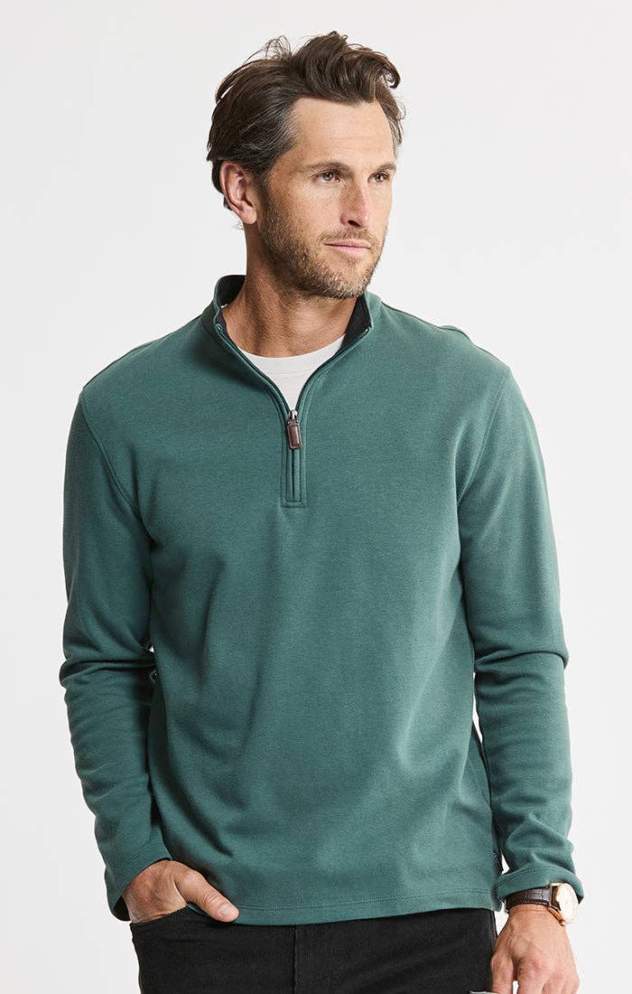 Cotton Modal Blend Quarter Zip Pullover: INDIGO / XL-2XL