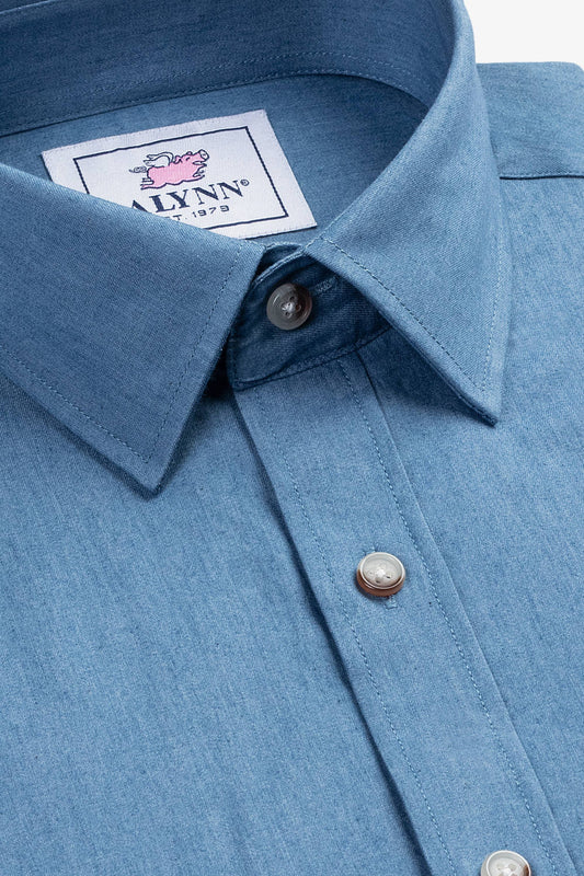 Liam Denim lte Blue Untuckable slim Fit Dress Shirt by Alynn: S-XXL