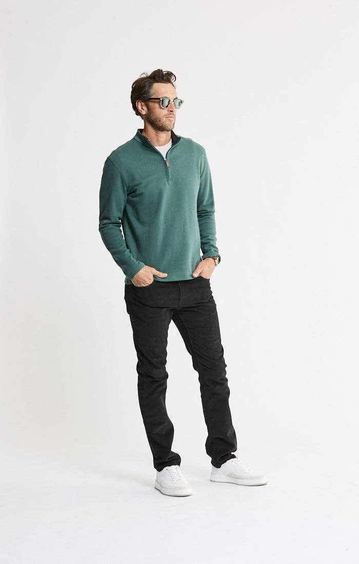 Cotton Modal Blend Quarter Zip Pullover: INDIGO / XL-2XL
