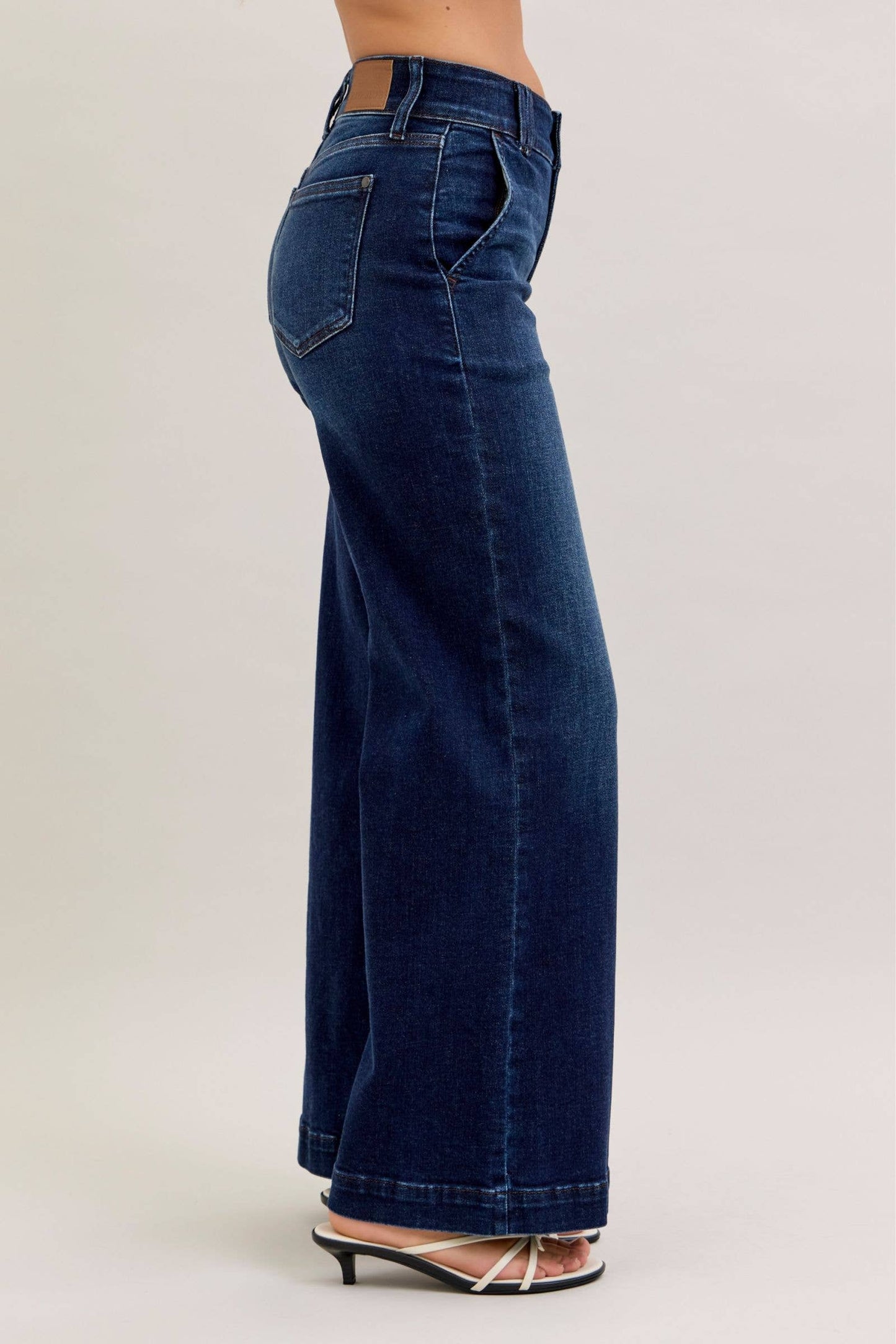 Judy Blue High Waist Dark Wash Wide Leg Trouser - Short Inseam
