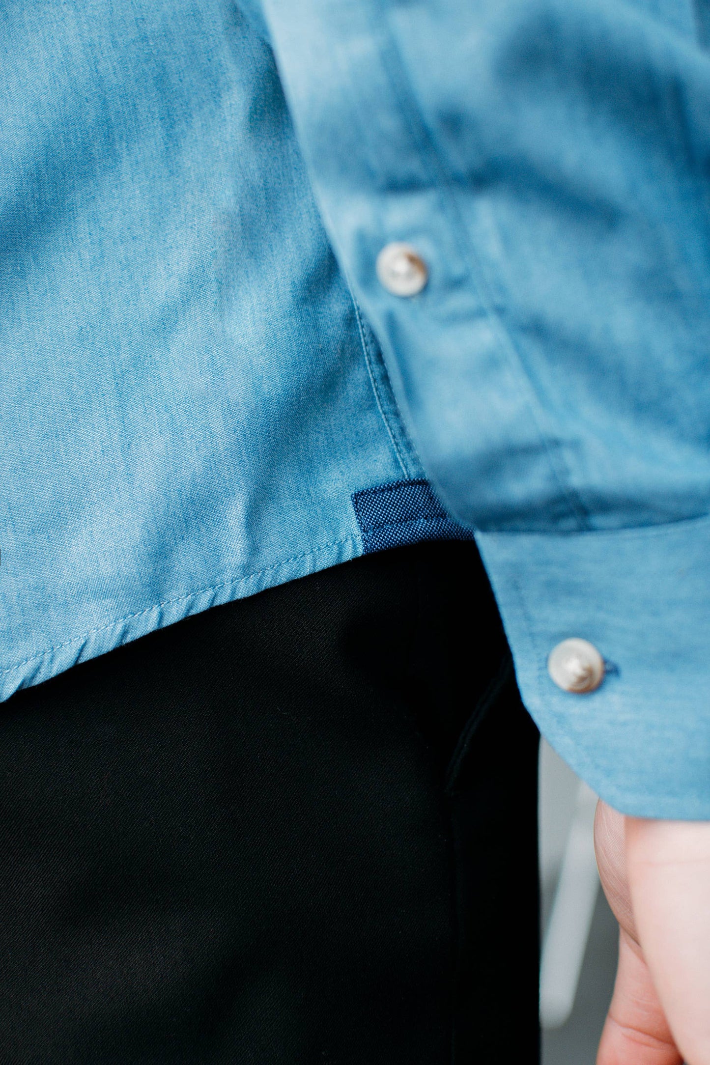 Liam Denim lte Blue Untuckable slim Fit Dress Shirt by Alynn: S-XXL
