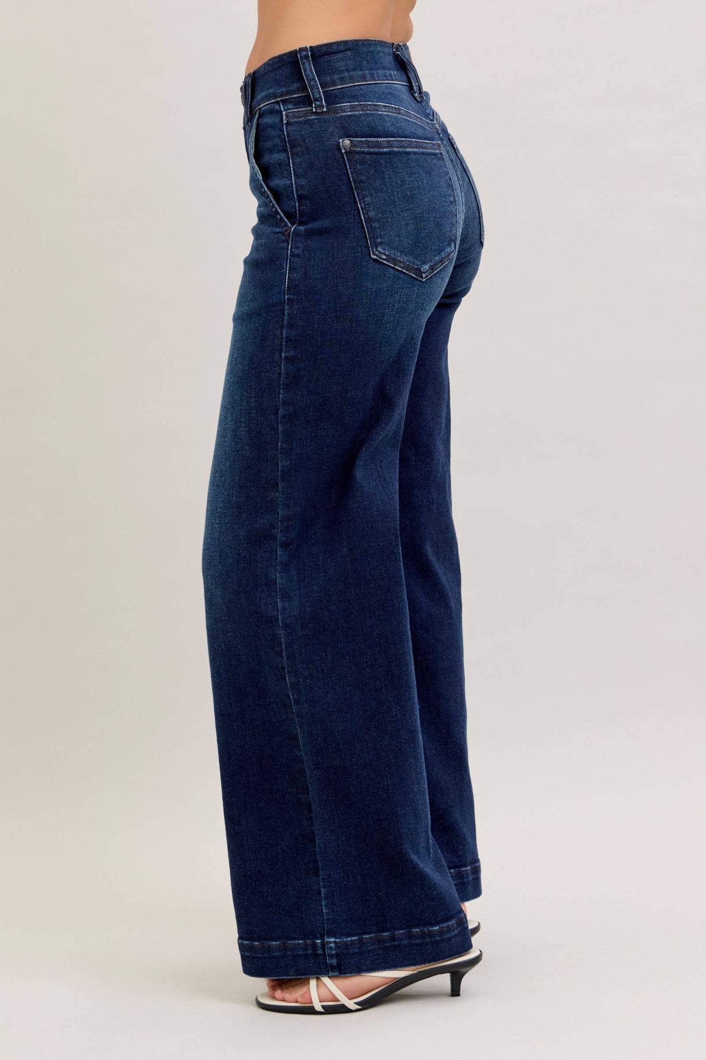 Judy Blue High Waist Dark Wash Wide Leg Trouser - Short Inseam