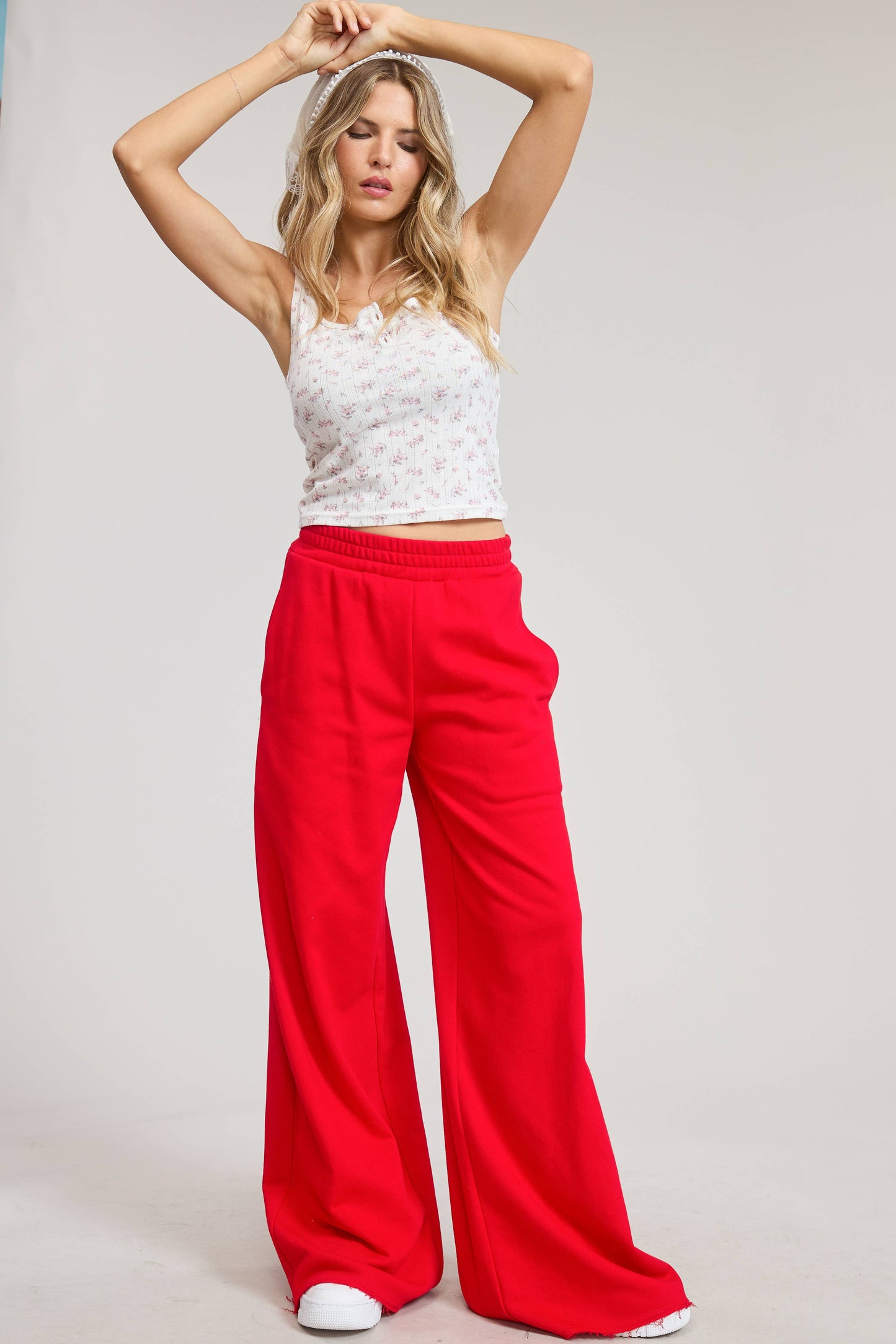 Wide Leg Cotton Jogger Sweatpants: Heather Grey / S-L